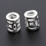 Max 2Pcs 925 Sterling Silver Hollow Barrel Beads Loose Spacer Beads 5x6mm