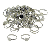 Max 100 Pieces 10mm Silver Adjustable Flat Ring Base Blank Jewelry Findings