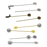 Max 20 Set Stick Pin Hat Lapel Pins Brooch Base Part DIY Findings Crafts Pearl