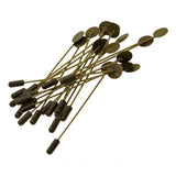 Max 20 Set Stick Pin Hat Lapel Pins Brooch Base Part DIY Findings Crafts Bronze