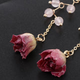 Max Maxb Real Dried Rose Flower Earrings
