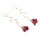 Max Maxb Real Dried Rose Flower Earrings