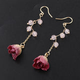 Max Maxb Real Dried Rose Flower Earrings