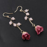 Max Maxb Real Dried Rose Flower Earrings