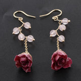 Max Maxb Real Dried Rose Flower Earrings