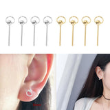 Max 1 Pair Golden Silvery Ear Stud Round Ball Charms Earring Decors gold