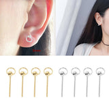 Max 1 Pair Golden Silvery Ear Stud Round Ball Charms Earring Decors gold