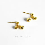 Max 1 Pair Golden Silvery Ear Stud Round Ball Charms Earring Decors gold