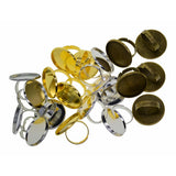 Max 20pcs assorted colors Adjustable Metal DIY ring Blank 1inch Bezel Base DIY