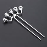 Max Maxb U shape DIY hair pin hair stick hair fork blank setting base  Silver 97mm