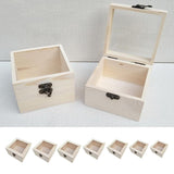 Maxbell Natural Plain Wooden Box Unpainted Wood Storage Case Glass Lid  12x12x8cm