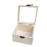 Maxbell Natural Plain Wooden Box Unpainted Wood Storage Case Glass Lid  12x12x8cm