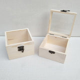 Maxbell Natural Plain Wooden Box Unpainted Wood Storage Case Glass Lid  12x12x8cm
