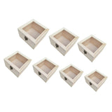 Maxbell Natural Plain Wooden Box Unpainted Wood Storage Case Glass Lid  12x12x8cm