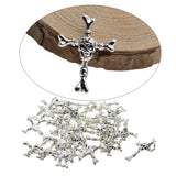 Maxbell 30Pcs Tibetan Silver Halloween skull cross large hole charms pendant