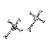 Maxbell 30Pcs Tibetan Silver Halloween skull cross large hole charms pendant