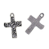 Maxbell 60Pcs Tibetan Silver cross heart love and hope Charms DIY pendant crafts