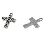 Maxbell 60Pcs Tibetan Silver cross heart love and hope Charms DIY pendant crafts