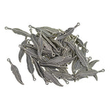 Maxbell 50 Pieces Vintage Feather Charm Leaves Pendant for Jewelry Making DIY Craft