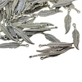 Maxbell 50 Pieces Vintage Feather Charm Leaves Pendant for Jewelry Making DIY Craft