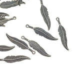 Maxbell 50 Pieces Vintage Feather Charm Leaves Pendant for Jewelry Making DIY Craft