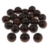 Maxbell 20 Pieces Coffee Wooden Round European Large Hole Beads Charms DIY Jewelry