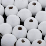 Maxbell 1 Pack Natural Round Wooden Beads 3 Sizes 25/18/14mm with Hole  25mm 20pcs
