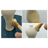 Maxbell Wooden Brush Soft Hair Sweep Mop Gold Leaf Foil Sweeping Art Crafts Sweeper D 20.5x3cm