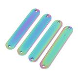 Max 4pcs oval double hole long bar jewelry making connector pendants  Rainbow