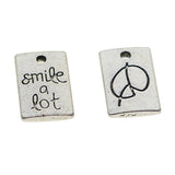 Maxbell 50pcs Tibetan Silver Rectangle smile a lot /fall in love charms Smile a lot