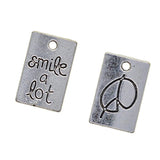 Maxbell 50pcs Tibetan Silver Rectangle smile a lot /fall in love charms Smile a lot