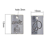 Maxbell 50pcs Tibetan Silver Rectangle smile a lot /fall in love charms Smile a lot