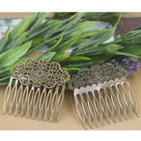 Maxbell 10pcs Metal Blank DIY Hair Side Comb Craft Hair Accessory Silver 6 Teeth