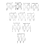 Maxbell 10pcs Metal Blank DIY Hair Side Comb Craft Hair Accessory Silver 6 Teeth