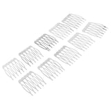 Maxbell 10pcs Metal Blank DIY Hair Side Comb Craft Hair Accessory Silver 6 Teeth