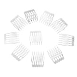 Maxbell 10pcs Metal Blank DIY Hair Side Comb Craft Hair Accessory Silver 6 Teeth