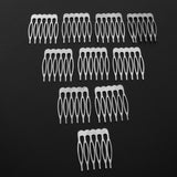 Maxbell 10pcs Metal Blank DIY Hair Side Comb Craft Hair Accessory Silver 6 Teeth