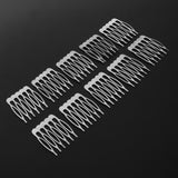 Maxbell 10pcs Metal Blank DIY Hair Side Comb Craft Hair Accessory Silver 6 Teeth