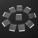 Maxbell 10pcs Metal Blank DIY Hair Side Comb Craft Hair Accessory Silver 6 Teeth