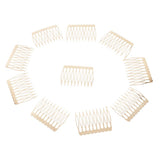 Maxbell 10pcs Metal Blank DIY Hair Side Comb Craft Hair Accessory Gold 10 Teeth