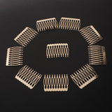 Maxbell 10pcs Metal Blank DIY Hair Side Comb Craft Hair Accessory Gold 10 Teeth