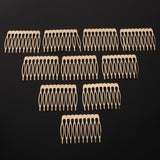 Maxbell 10pcs Metal Blank DIY Hair Side Comb Craft Hair Accessory Gold 10 Teeth