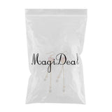 Maxbell 2pcs Women Fashion Dried Flower Dangle Earrings Pearl Beaded Earbob Pink