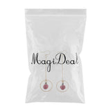 Maxbell 2pcs Women Fashion Flower Bud Long Chain Dangle Earring Earbob  round ring
