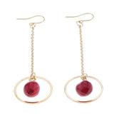 Maxbell 2pcs Women Fashion Flower Bud Long Chain Dangle Earring Earbob  round ring