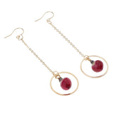 Maxbell 2pcs Women Fashion Flower Bud Long Chain Dangle Earring Earbob  round ring