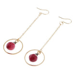 Maxbell 2pcs Women Fashion Flower Bud Long Chain Dangle Earring Earbob  round ring
