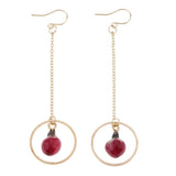 Maxbell 2pcs Women Fashion Flower Bud Long Chain Dangle Earring Earbob  round ring