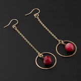 Maxbell 2pcs Women Fashion Flower Bud Long Chain Dangle Earring Earbob  round ring