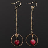 Maxbell 2pcs Women Fashion Flower Bud Long Chain Dangle Earring Earbob  round ring